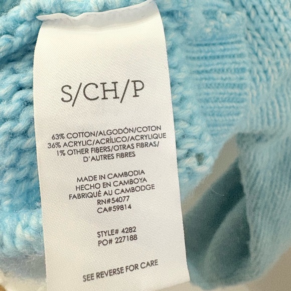 CABI Blue Knit V-neck Sweater Womens S Oversized Casual Colorful Winter Blue - Picture 5 of 5